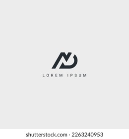 Alphabet letter ND DN logo minimal monogram icon design vector template.