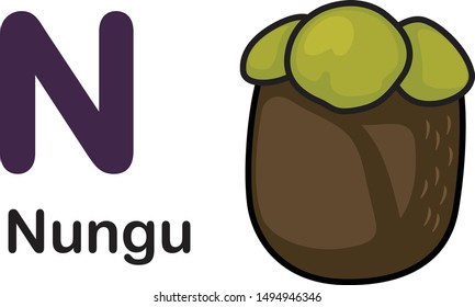 Alphabet Letter N-Nungu vector illustration