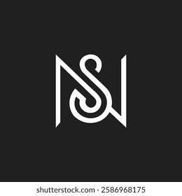 Alphabet letter NS or SN unique icon logo design initial vector minimal awesome trendy professional logo design template on black background.