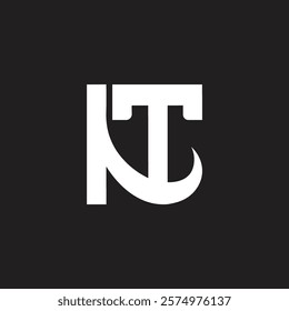 Alphabet letter NT or TN art icon logo design, initial vector minimal awesome trendy professional logo design template on black background.