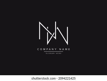 Alphabet letter NW monogram logo, NW WN icon line art