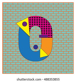 Alphabet letter O logo. Abstract Memphis style Colorful logotype vector design template.