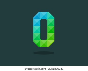 Alphabet letter O with perfect combination of bright blue-green colors. Good for print, t-shirt design, logo, etc. Vector illustration.