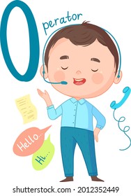 alphabet letter o profession operator with microphone