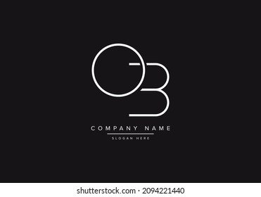 Alphabet letter OB monogram logo, OB BO icon line art