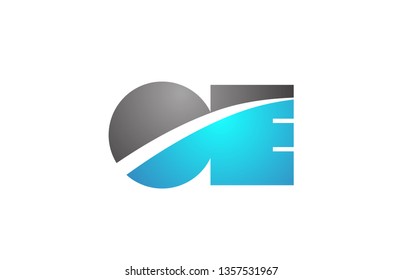 alphabet letter oe o e logo combination in blue and grey colors suitable for business and corporate identity