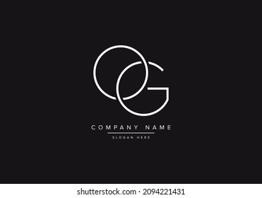 Alphabet letter OG monogram logo, OG GO icon line art
