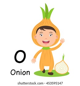 Alphabet Letter O-onion,vector illustration