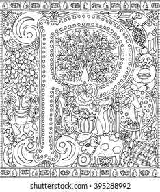 Alphabet Letter P Adult Coloring Book Fantasy Sheet Vector Illustration