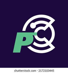 Alphabet letter P with crypto, token, digital, crypto design inspiration. premium vector
