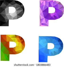 Alphabet letter P in gradient polygonal style