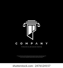 Letra del alfabeto P logotipo del monograma, color dorado elegante logotipo clásico