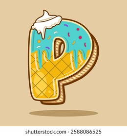 Alphabet letter P shaped ice cream