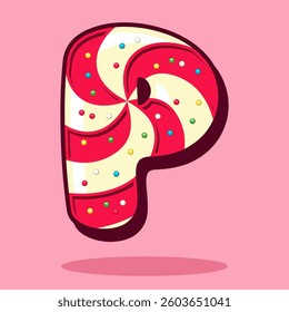 Alphabet letter P shaped lollipop
