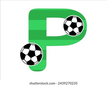 Alphabet Letter P with Soccer Ball Illustration