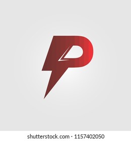 alphabet letter p thunder theme sign symbol vector