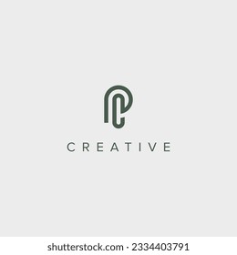 Alphabet letter PC CP logo design template - vector.