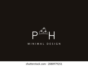 Alphabet letter PH home logo design icon art line