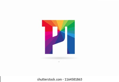 alphabet letter pi p i logo combination design with rainbow colors suitable for a company or business