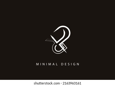 Alphabet letter PR logo design line art