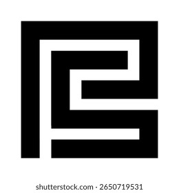 Alphabet letter PS with rectangle  monogram logo vector design 