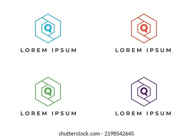 Alphabet Letter Q, Hexa Multicolors Icon Design Template Elements Symbol Vector Illustration 