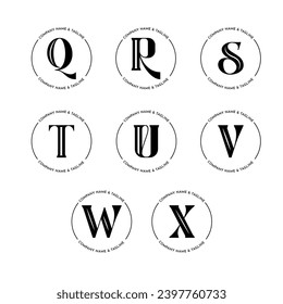 Alphabet letter q to x logo design ideas with a name and company tagline