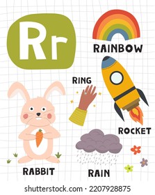 Alphabet Letter R Cute Object Animal Stock Vector (Royalty Free ...