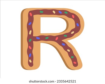 Alphabet Letter R with Donut Illustration