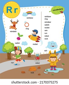 Alphabet Letter R education vocabulary grafik, Vektorgrafik