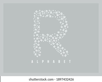 Alphabet letter r with fill random text r, vector alphabet