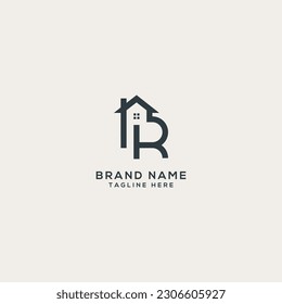 Alphabet letter R house symbol logo icon design template illustration.