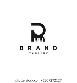 Alphabet letter R icon logo minimalist with piano by Kappa Studio