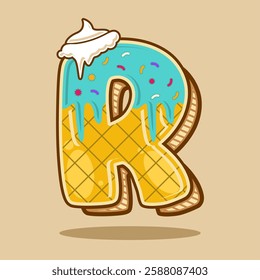 Alphabet letter R shaped ice cream