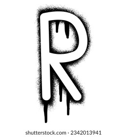 Alphabet letter R stencil graffiti with black spray paint