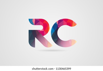 alphabet letter rc r c logo combination design with rainbow colors suitable for a company or business