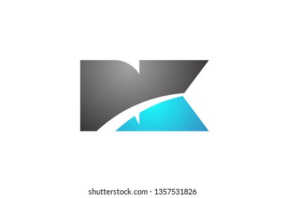 alphabet letter rk r k logo combination in blue and grey colors suitable for business and corporate identity