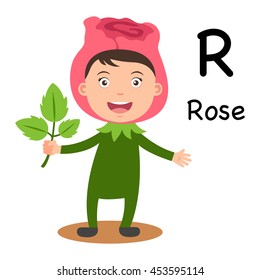 Alphabet Letter R-rose,vector illustration