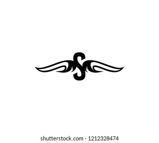 Alphabet Letter S Logotype with Monogram Wings