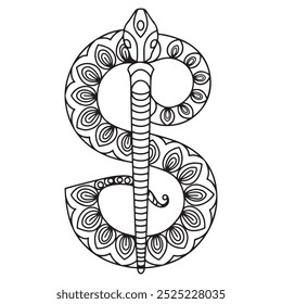 Alphabet Letter S Pop Art, Mandala coloring ornaments design