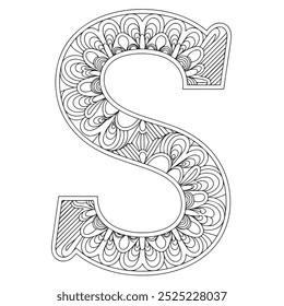 Alphabet Letter S Pop Art, Mandala coloring ornaments design