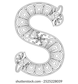 Alphabet Letter S Pop Art, Mandala coloring ornaments design