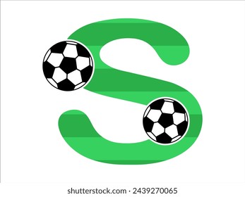 Alphabet Letter S with Soccer Ball Illustration