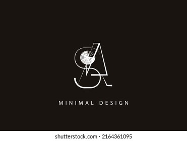 Alphabet letter SA logo design line art