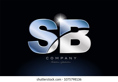 alphabet letter sb s b logo design with metal blue color suitable for a company or business