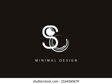 Alphabet letter SC logo design line art