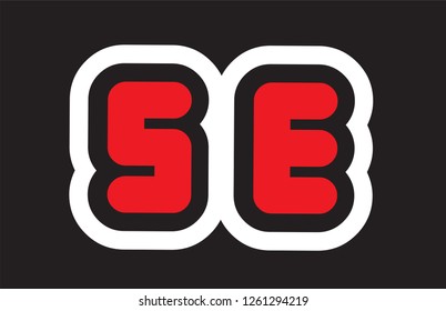 alphabet letter se s e logo combination design with black white red colors suitable for a company or business