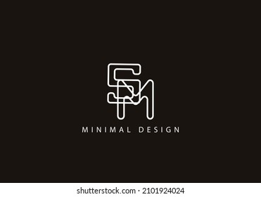 Alphabet letter SM logo design art line