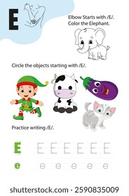 alphabet letter sound practice sheet English worksheet for kids kindergarten education