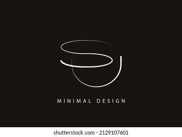 Alphabet letter SU logo design line art